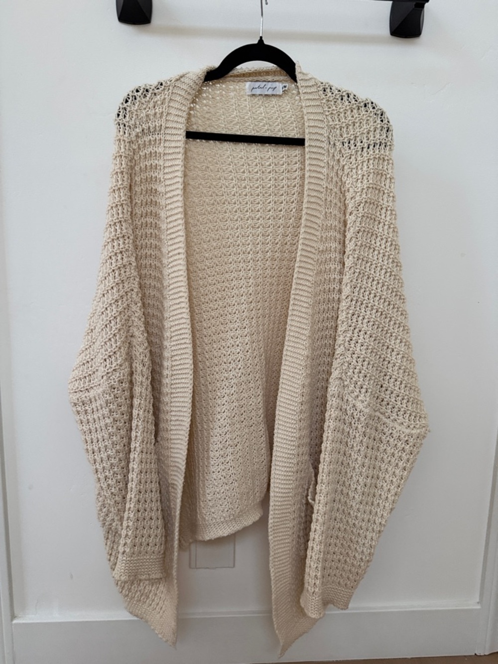 Petal & Pup Cream Open-Weave Draped Cardigan